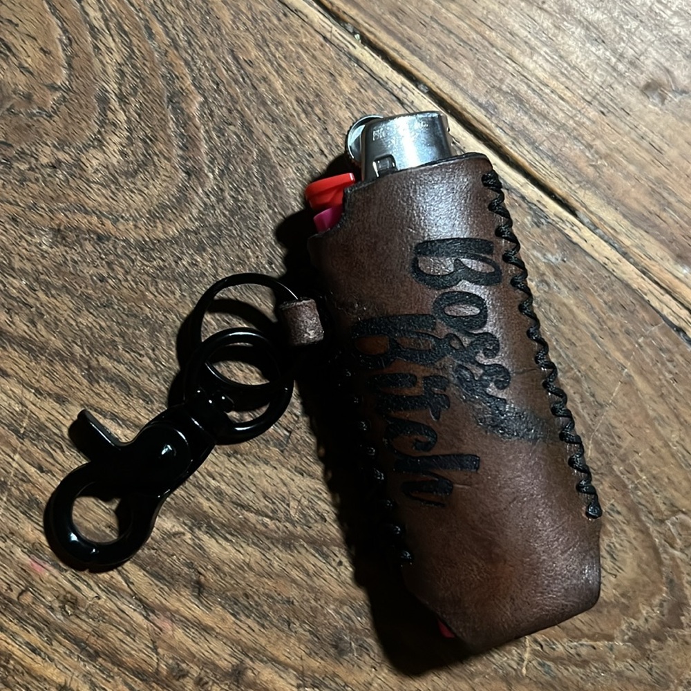 Hand Crafted Handmade Leather Lighter Case Cover with Clip Laser Cut Hand Sewn